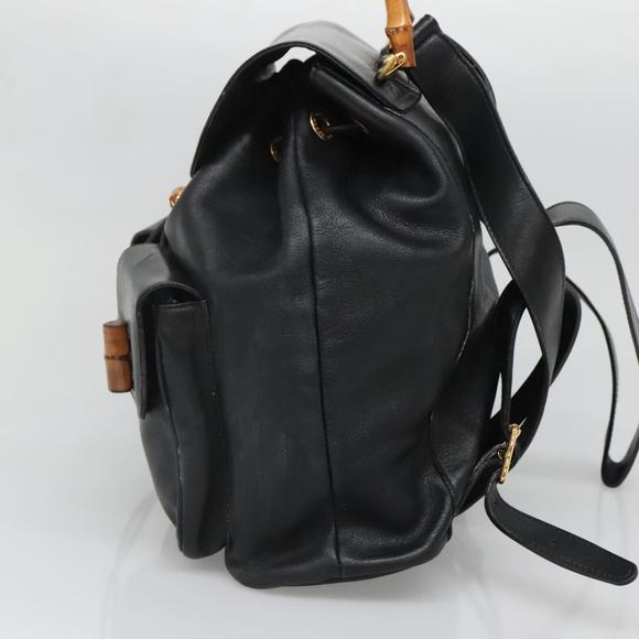 GUCCI Bamboo Backpack Leather Black Gold 003 2058 0016 Auth 136184 main image 15